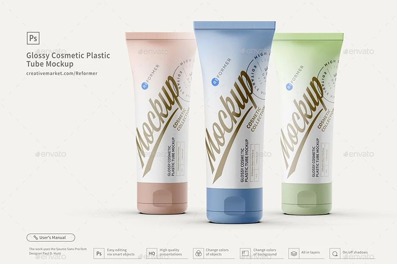 Cosmetic Plastic Tube Mockup Cosmetic Plastic Tube Mockup