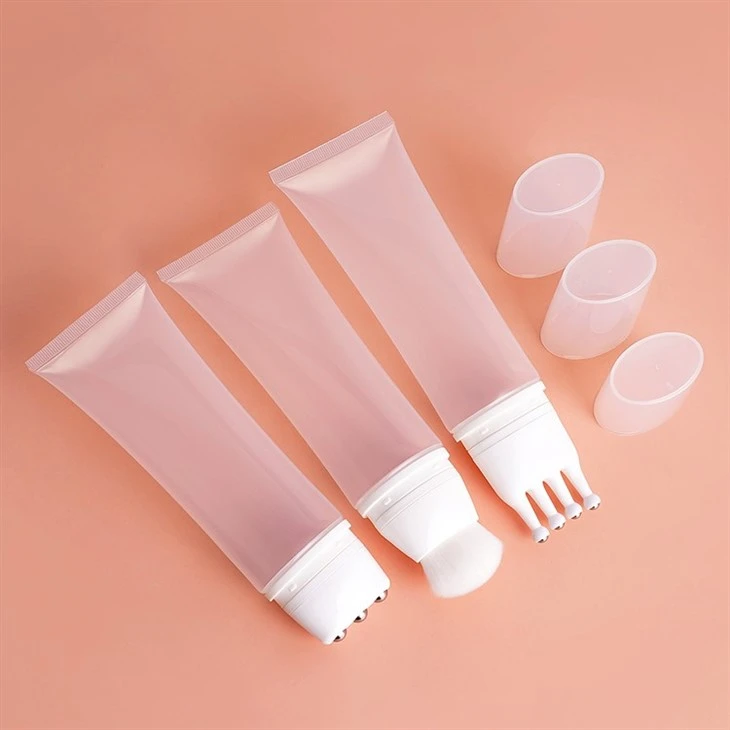 120ml PE Cosmetic Plastic Packing Skincare Container Neck Cream Slimming Leg Cream Packaging 3 Ball Massage Cosmetics Tube
