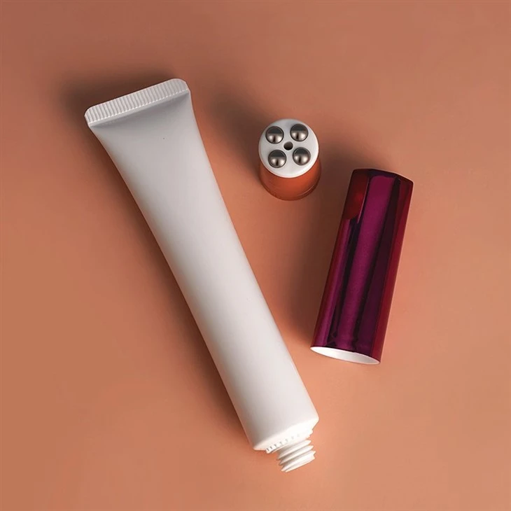 25ml New Design Cosmetic Squeeze Tube Massage Cream Eye Cream Container Tube With Stainless Steel Roller Ball Applicator