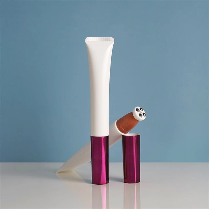 25ml New Design Cosmetic Squeeze Tube Massage Cream Eye Cream Container Tube With Stainless Steel Roller Ball Applicator