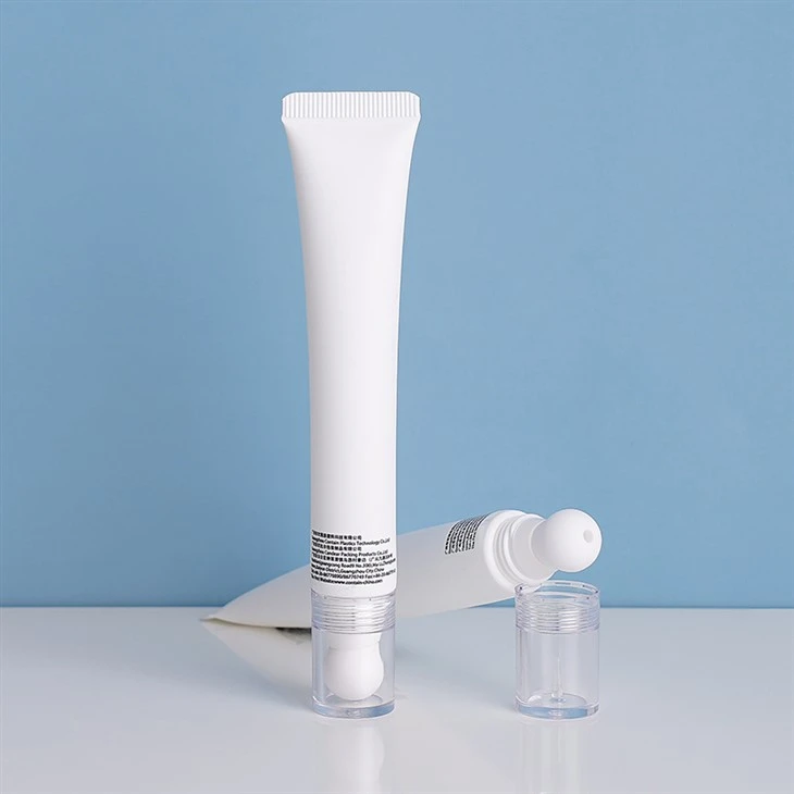 Private Label Wholesale White Pink Plastic Tube Massage Container Eye Cream Packaging Squeeze Tube With Ceramic Applicator