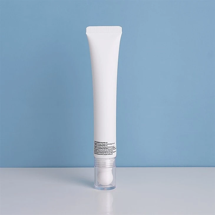 Private Label Wholesale White Pink Plastic Tube Massage Container Eye Cream Packaging Squeeze Tube With Ceramic Applicator