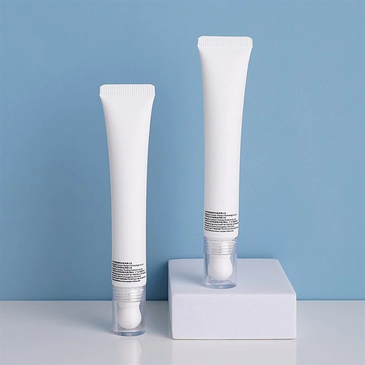 Private Label Wholesale White Pink Plastic Tube Massage Container Eye Cream Packaging Squeeze Tube With Ceramic Applicator