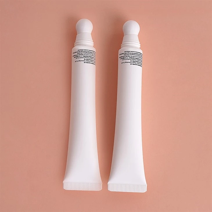 Private Label Wholesale White Pink Plastic Tube Massage Container Eye Cream Packaging Squeeze Tube With Ceramic Applicator
