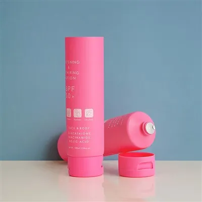100ml Pink Color Silkscreen Printing Cosmetic Plastic Packaging Squeeze Skincare Container Cream Lotion Soft Sunscreen Tube